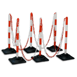 Set afzetpalen met opvulbare voet - Kunststof &ndash; 6 stuks + 10m ketting
