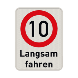 Verkehrsschild Langsam fahren 10 km/h - reflektierend