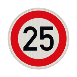 Verkehrszeichen 274-25 - Zul&auml;ssige H&ouml;chstgeschwindigkeit 25 km/h