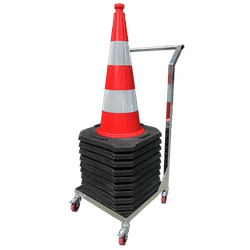 Chariot porte-c&ocirc;nes 50/75cm en acier galvanis&eacute; &agrave; roulettes