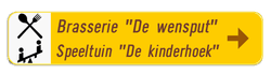 Verkeersbord SB250 F37 -Wegwijzer met 2 hoofdteksten - rechts + 2 picto