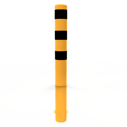Poteau de protection &Oslash;152mm acier galvanis&eacute; - jaune/noir - 1200/1500/2000mm - avec ancrage au sol