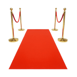 Rode loper met gouden koord paaltjes (complete set)