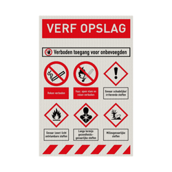 Bord GHS verf opslag + pictogrammen - reflecterend