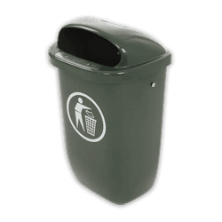 Buitenafvalbak kunststof groen - 50 liter - muurbevestiging