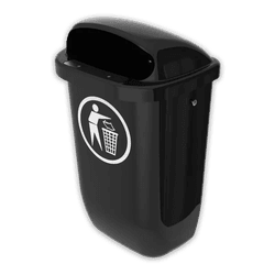 Buitenafvalbak kunststof TS-MOUNTY-CLASSIC-50L zwart, paal- of muurbevestiging - 50 liter