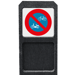 Bermpaal met bordje verboden (brom)fietsen plaatsen - reflecterend