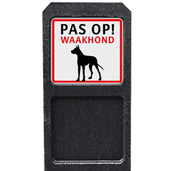 Bermpaal met 1 bordje - PAS OP! waakhond