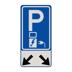 Verkeersbord elektrisch laden, met schuine pijlen - reflecterend