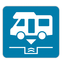 Vlak terreinbord 119x109mm - Pictogram Camper Serviceplaats Camperplaats