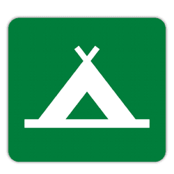 Vlak terreinbord 119x109mm - Pictogram Kampeerterrein