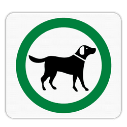Vlak terreinbord 119x109mm - Pictogram Honden toegestaan
