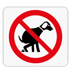 Vlak terreinbord 119x109mm - Pictogram Honden uitlaten niet toegestaan