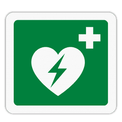 Vlak terreinbord 119x109mm - Pictogram AED aanwezig