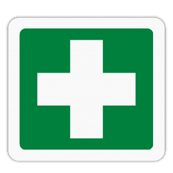 Vlak terreinbord 119x109mm - Pictogram EHBO