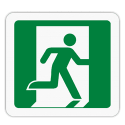 Vlak terreinbord 119x109mm - Pictogram Nooduitgang