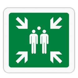 Vlak terreinbord 119x109mm - Pictogram Verzamelplaats