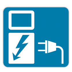 Vlak terreinbord 119x109mm - Pictogram Elektrisch laden