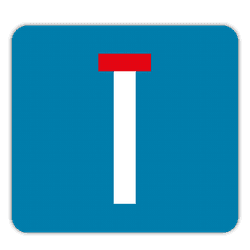 Vlak terreinbord 119x109mm - Pictogram Doodlopende weg