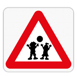 Vlak terreinbord 119x109mm - Pictogram Spelende kinderen