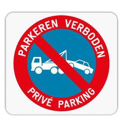 Vlak terreinbord 119x109mm - Pictogram Priv&eacute; Parking