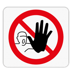 Vlak terreinbord 119x109mm - Pictogram Toegang verboden