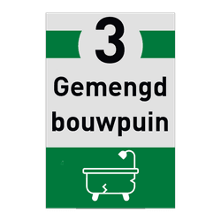 Informatiebord afval recycling - Gemengd bouwpuin - Vlakke uitvoering