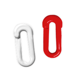Kettinghaken van kunststof 6 mm in rood/wit &ndash; 20 stuks