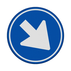 Verkeersbord verplichte rijrichting RVV D02 - reflecterend