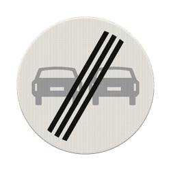 Verkeersbord einde inhaalverbod RVV F02 - reflecterend