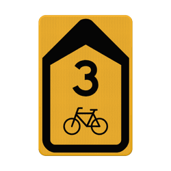 Verkeersbord omleidingsroute pictogram + cijfer/letter rechtdoor reflecterend