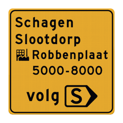 Verkeersbord omleidingsroute volg route - reflecterend