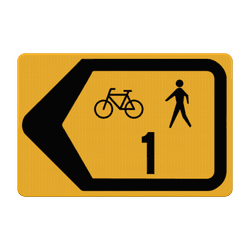 Verkeersbord pijlkader omleiding fietsers/voetgangers + cijfer - reflecterend