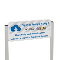 Firmenschild mit Aluminium Pfosten, mit eigenem Design - reflektierend