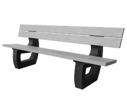 Banc public bicolore avec dossier en plastique recycl&eacute; - Govaplast - mod&egrave;le Bonn