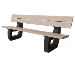 Parkbank met rugleuning kunststof type Bonn - Sand Beige / zwart