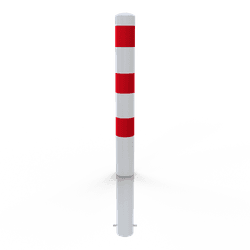 Rampaal &Oslash;108mm staal verzinkt - wit/rood - met grondanker