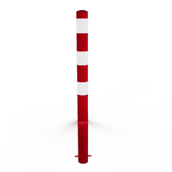 Afzetpaal &Oslash;89x1300mm staal verzinkt - rood/wit - met grondanker