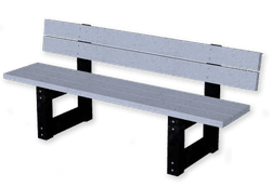 Parkbank met rugleuning kunststof type London - Mineral Grey / zwart