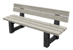 Banc de parc avec dossier en plastique type London &ndash; Sand Beige / noir