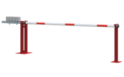 Slagboom handbediend staal rood/wit - met contragewicht en vangpaal