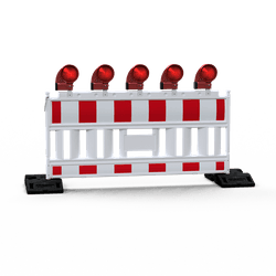 Absperrschrankengitter komplett mit Leuchtbaken und Fu&szlig;platten