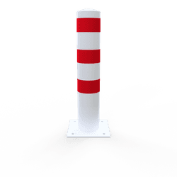 Rampaal &Oslash;193x1000mm met voetplaat, verzinkt of wit/rood