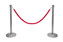 Afzetpaaltjes chroom met koord rood, ovale kop &ndash; set van 2 stuks