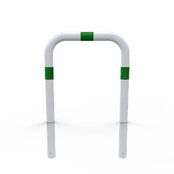 Arceau de protection blanche/bleue &Oslash;76mm en acier avec ancrage au sol
