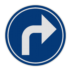 Panneau d'obligation G2000 D1f - Obligation de suivre &agrave; droite