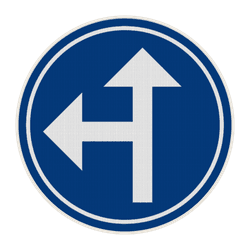 Panneau d'obligation G2000 D3a - Obligation de suivre une des directions indiqu&eacute;es par les fl&egrave;ches