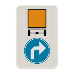 Panneau d'obligation G2000 D4 droite - Obligation pour les v&eacute;hicules transportant des marchandises dangereuses de suivre la direction indiqu&eacute;e par la fl&egrave;che