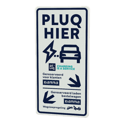 Verkeersbord - Pluq hier (Gamma) klanten/bestelwagen - PLUQ (NL)