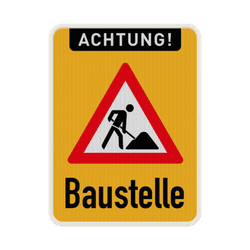 Schild Achtung Baustelle Schild - reflektierend